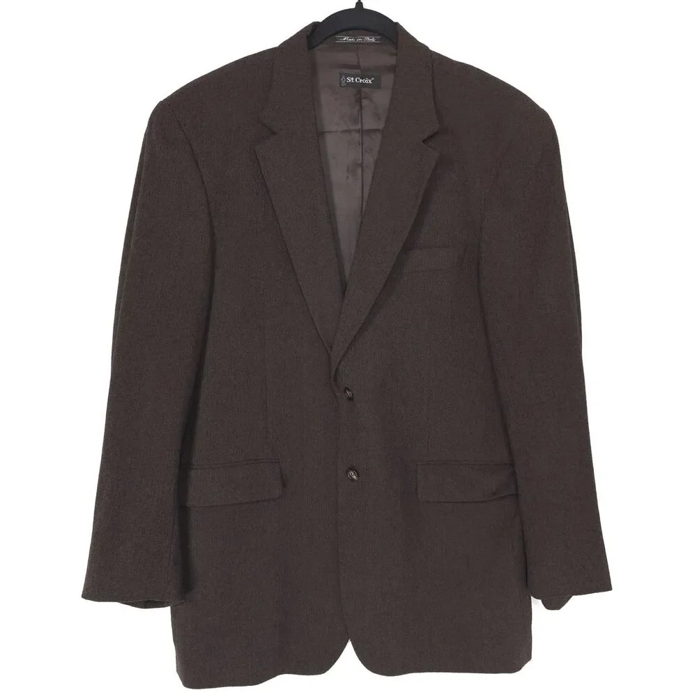 ST. CROIX‎ Mens Sport Coat Blazer Brown Wool Blend 42R Italy Made #272